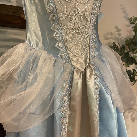 Sparkly embroidered satin tulle light blue and princess Cinderella costume - Picture 7 of 8
